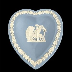 Vintage Wedgwood Blue Jasper Ware Heart-shaped Trinket Dish